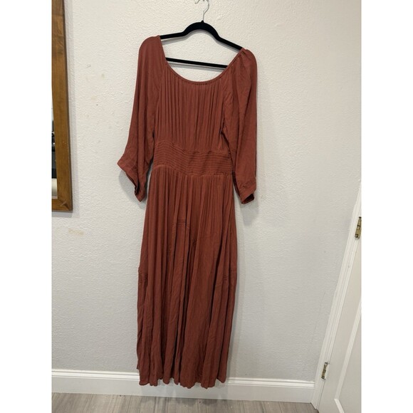 Free People Free-est Dixie Maxi Long Dress Smocked Embroidered Lace Sz L - Picture 4 of 7